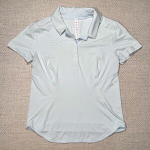 Lululemon Women’s Quick Drying Short Sleeve Polo Shirt Powder Blue Size 8